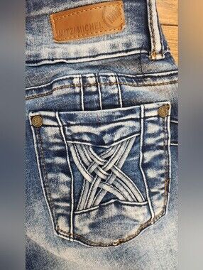 Mitzi Michel Lght Blue Decorstive Pocket Skinny Jeans, Size 5